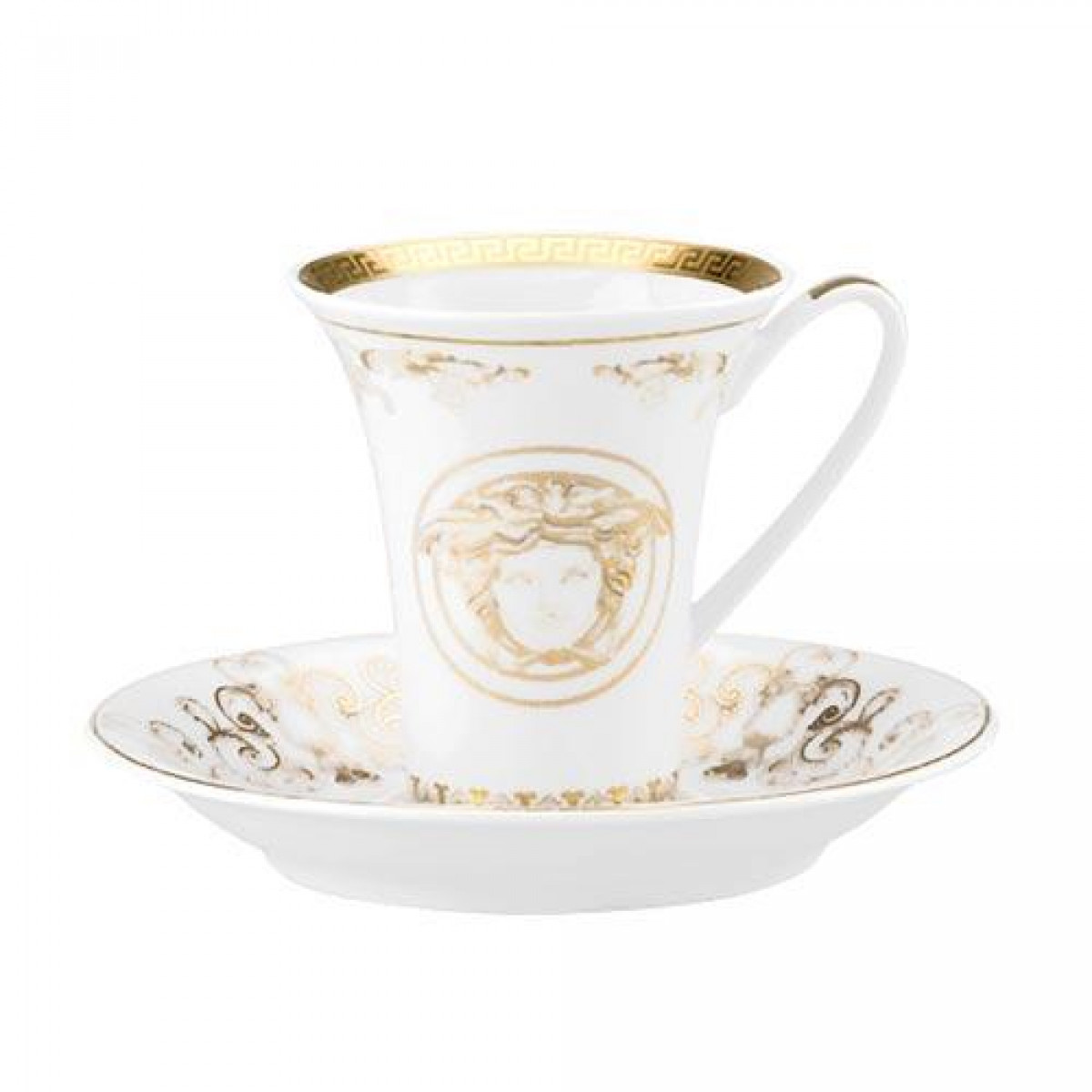 Rosenthal Versace,'Medusa Gala Gold' Чашка для эспрессо / мокка с блюдцем,0.09 л