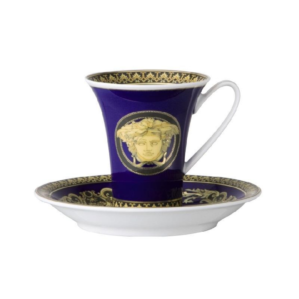 Rosenthal Versace 'Medusa blue' Чашка для эспрессо / мокка с блюдцем,0.09 л