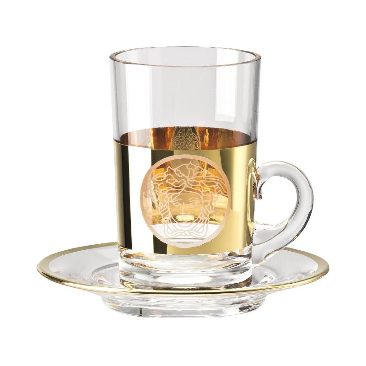 Rosenthal Versace,'Medusa Madness Oro - Bar' Чайная чашка,стеклянная,высокая,2 предм,0.14 л