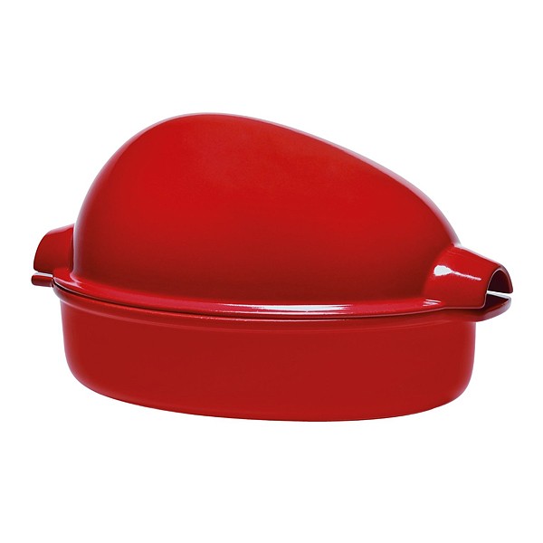 Форма для запекания курицы с крышкой Emile Henry OVENWARE, 34x24 см, керамика, красный (348442)